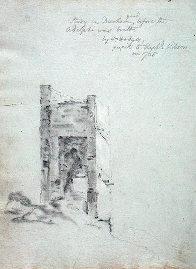 Studie in Durham yard voor de Adelphi werd gebouwd, uit An Italian Sketchbook van Richard Wilson (1714-82) door William Hodges